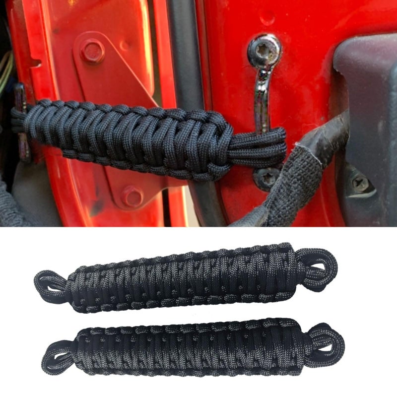 KIXILO Door Limiting Straps for 1987-2023 Wrangler CJ YJ TJ JK JL & Gladiator JT Truck Retractable High Toughness Swing Limiter Replacement Parts 2 Pack (Black) - Image 1